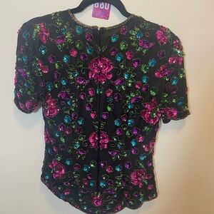 Tailor Vintage Black Floral Embellished Blouse